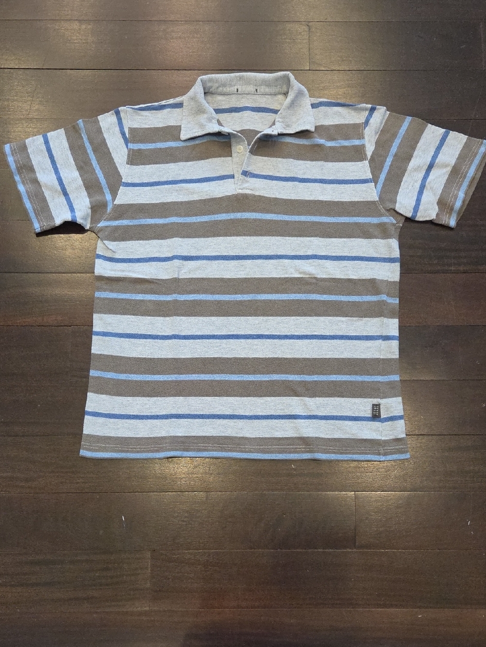 MEN'S ITALIAN LES COPAINS JEANS SHORT SLEEVE COLLARED POLO SHIRT $150 GREY BLUE